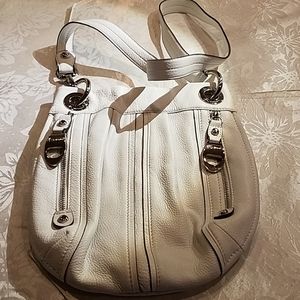 B. Makowsky white leather handbag